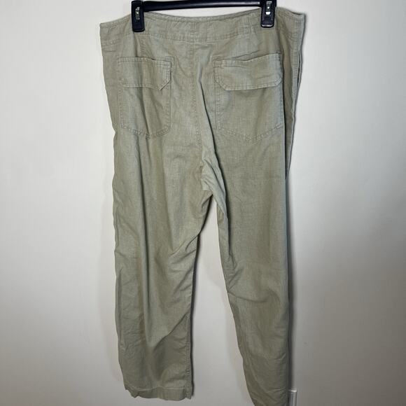 Gap Tan Linen Cotton Pants Mens Size Large Drawstring‎ Beach Resort Lightweight - Picture 6 of 10